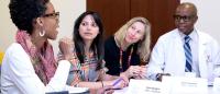 VP&S faculty converse at a meeting